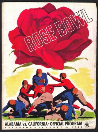 1938 Rose Bowl Football Game Program Alabama Vs.  California