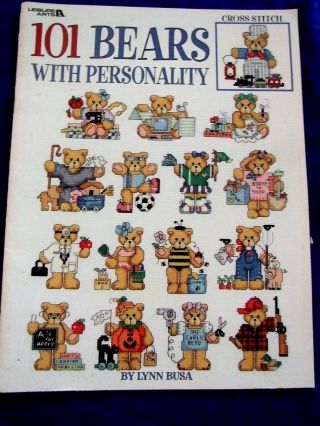 Vintage 1999 Leisure Arts 101 Bears Personalitycounted Cross Stitch Designs