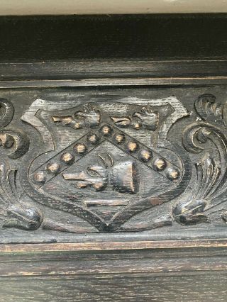 19th Century Carved Oak Wild Boar Armorial Panel