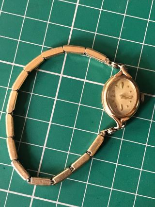 Antique 9ct Gold Ladies Automatic Wristwatch With Jb Champion Elastic Strap Fwo