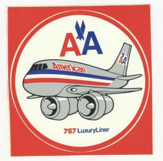American Airlines 767 Luxury Liner Decal Luggage Tag 4 1/2x4 1/2 Inches