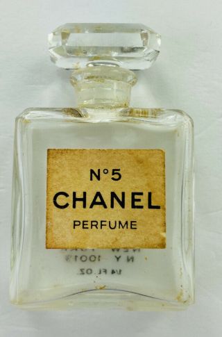 Vintage Chanel No 5 Paris Parfum Perfume Empty Bottle & Stopper 7ml 1/4 Oz