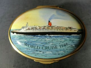 Vintage Staffordshire Enamels World Cruise 1986 Trinket Box Made In England