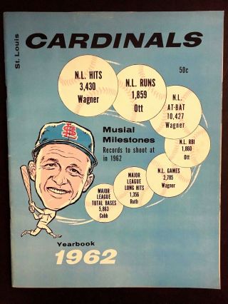 1962 St Louis Cardinals Musial Milestones Mlb Baseball Vintage Yearbook
