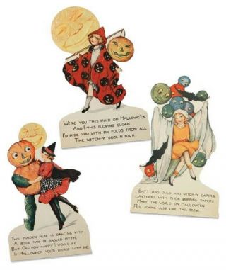 Bethany Lowe Vintage Halloween Party Girl Dummy Boards - Set Of 3