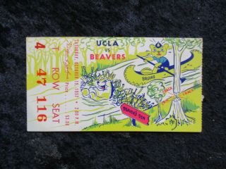Vintage October 19,  1957 Ucla Vs Oregon State Football Ticket Stub T844