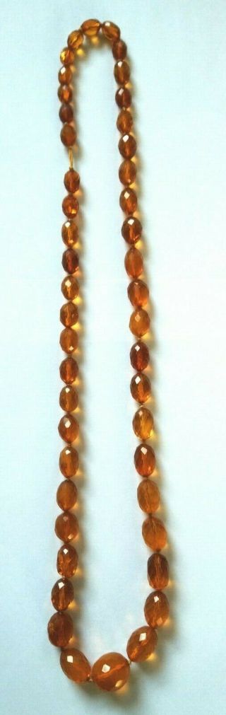 Antique Art Deco Natural Faceted Amber Bead Necklace - 60 Grams