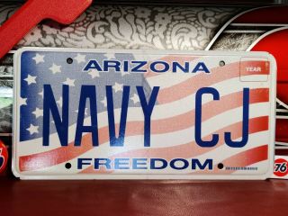 Arizona Freedom Specialty Vanity License Plate Navy Cj,  Jeep,  Cj Williams,  Flag