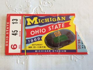 1969 Michigan Vs Ohio State College Football Ticket Stub Bo Vs Woody