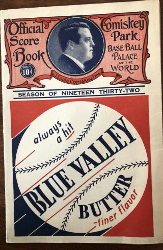 Chicago White Sox York Yankees 1932 Scorecard / Program Babe Ruth