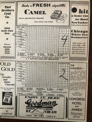 Chicago White Sox York Yankees 1932 Scorecard / Program Babe Ruth 2