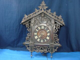 Antique Gebruder Kuner Gk Cuckoo Clock Hand Carved Black Forest Germany Parts