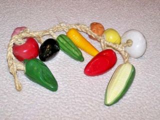 Vtg From Mexico X - Large Ceramic Veggies On A Rope.  Great Detail&coloring