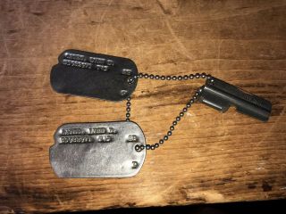 Vintage T45 Wwii Era Dog Tags And Us Androck Can Opener