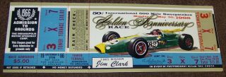 1966 Indianapolis 500 Motor Speedway Ticket Pass Formula One With Stub