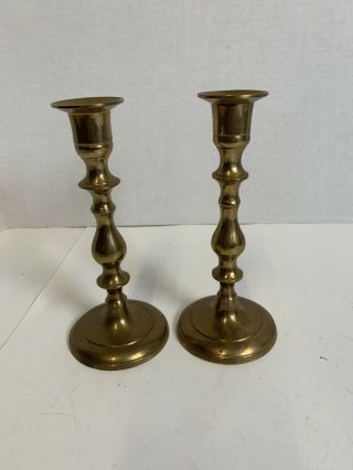 Vintage Brass Set Of 2 Candlesticks Candle Holders 7” Tall B5