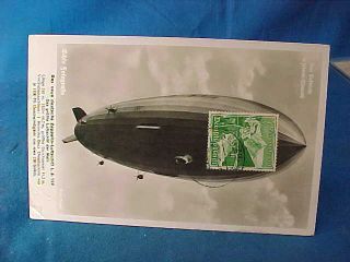 1938 Aviation History Postcard W German Zeppelin Lz 129 - The Hindenburg