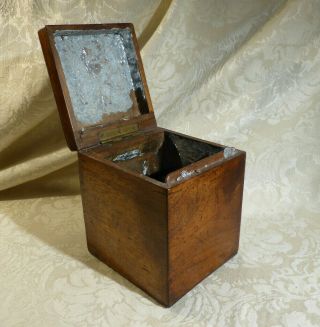 Antique George Iii Mahogany Cube Tea Caddy Brass Hinged Lined 5 " Georgian Box