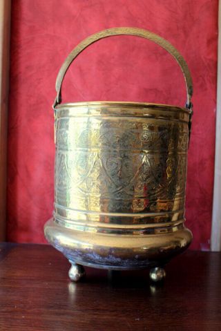 Solid Handmade Vintage Antique Large French Brass Jam Pot/planter 32 X 26 Cm