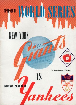 1951 World Series Program,  York Giants Vs York Yankees,  Mantle,  Mays,