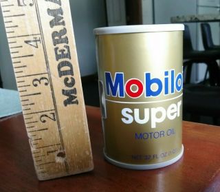 Vintage Mobil Mobiloil Motor Oil Can Adv 