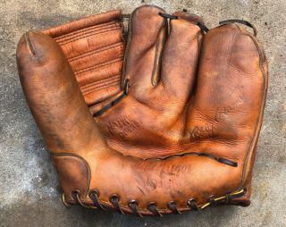 Vtg 1950s Bobby Adams Macgregor Baseball Glove Model Gb8 3 Finger Mitt Sox - Reds