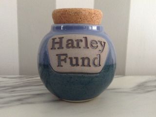 Harley Davidson Harley Fund Ceramic Glazed Stoneware Stash Jar,  Cork Top Bank