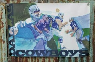 Vintage 1970 Nfl Dallas Cowboys 24 " X 36 " George Bartell Poster Nmt