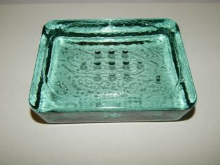 Solid Green Recycled Glass Soap Dish Vintage Style Threshold