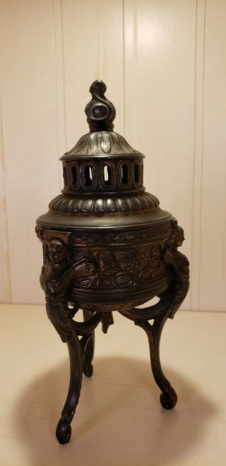 French Bronze Art Nouveau Antique Incense Burner Depose 350