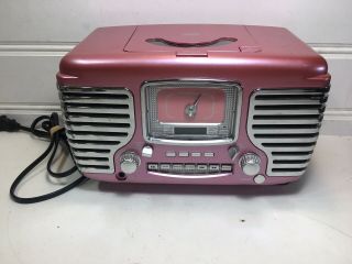 Crosley Corsair Retro Pink Alarm Clock Radio Cd Player Cr612 - Pi