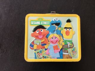 Vintage 1979 Aladdin Sesame Street Metal Lunch Box And Thermos Rare