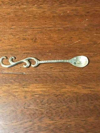 Vintage Handmade Arts And Crafts Sterling Silver Condiment Spoon Great Handle