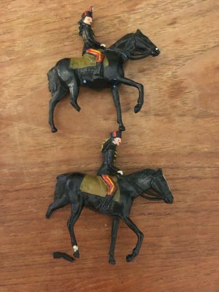 Vintage Johillco Lead Toy Soldiers - Hussars Mounted On Horse X 2 - Broken Legs