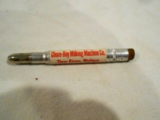 Vintage Chore Boy Milking Machine Co - Three Rivers Mi Advertising Bullet Pencil