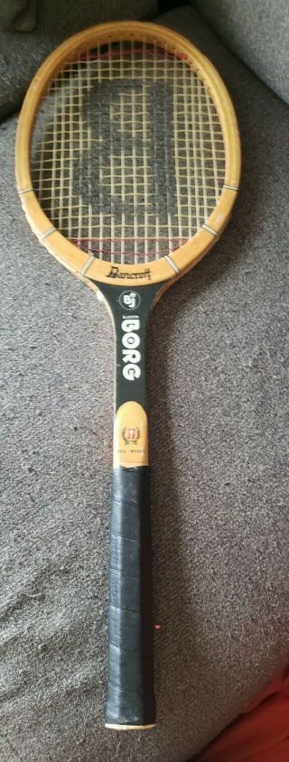 Vintage Bancroft Bjorn Borg Tennis Racquet Racket Wood