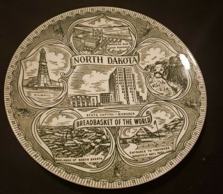 Vintage North Dakota Nd Souvenir State Plate 9.  5in Blue