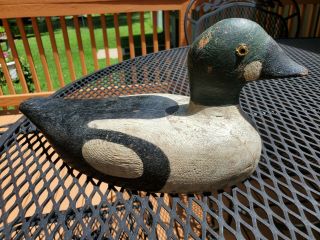 Vintage Wood Golden Eye Decoy,  O.  P.  From Mn,  Unknown Carver