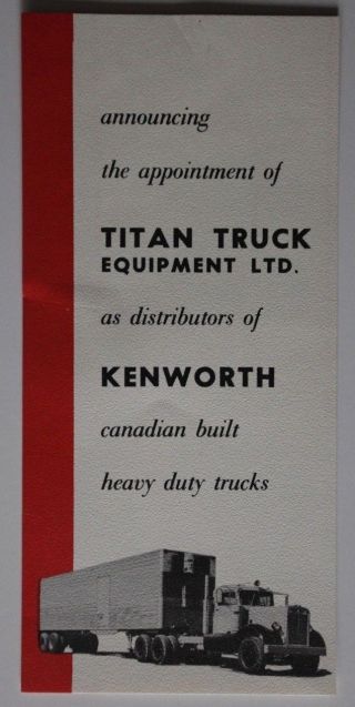 Titan Truck Equipment Ltd Kenworth 1960 Dealer Brochure - Canada - St501001218