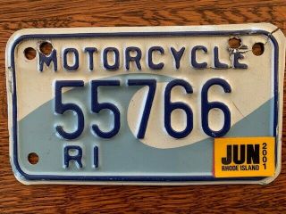 Rhode Island Motorcycle License Plate,  Repeating Numbers 55766