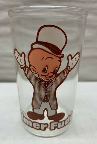 Vtg Looney Tunes 1976 Elmer Fudd Welch’s Glass Jelly Jar Swanky Swig Warner Bros