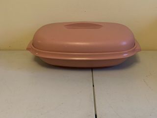 Vintage Tupperware Microwave Food Steamer 6 Cup Dusty Rose Pink 3 Piece 1273