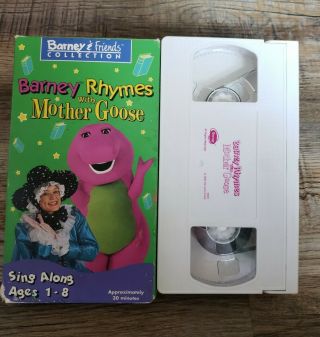 Barney Rhymes With Mother Goose Vhs 1993 Vintage White Tape