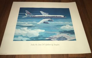 Vintage 1959 Delta Airlines Poster Print Douglas Dc - 8 Jetliner 20x16
