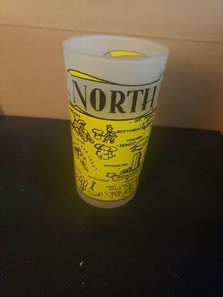 Vintage North Dakota Nd Souvenir State Glass Tumbler 5in.  Frosted Yellow