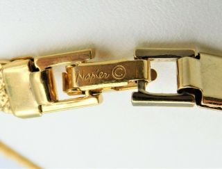 Vintage Signed NAPIER Gold Tone Chain Link Bracelet 7.  5 