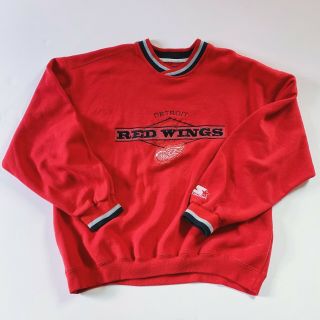 Vtg 90’s Starter Nhl Detroit Red Wings Hockey Crewneck Sweatshirt Size Xl Red