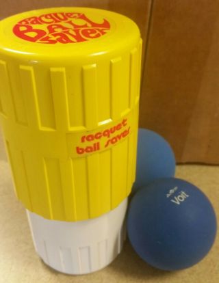 Vintage Yellow Red Racquetball Ball Pressurizer/saver W/ 2 Balls - Pre - Owned
