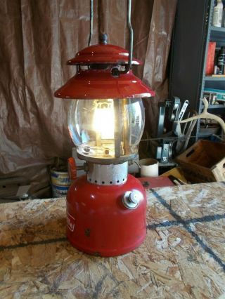 Vintage Red Coleman Lantern 200a Dated 2 - 73 Red Letter Globe