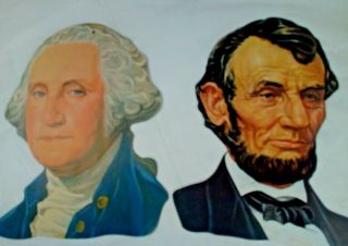 Large,  Vintage President Abraham Lincoln,  George Washington.  Poster Bust Wall Cards
